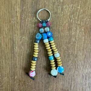 Vintage Y2K wood & clay bead hand made keychain‎